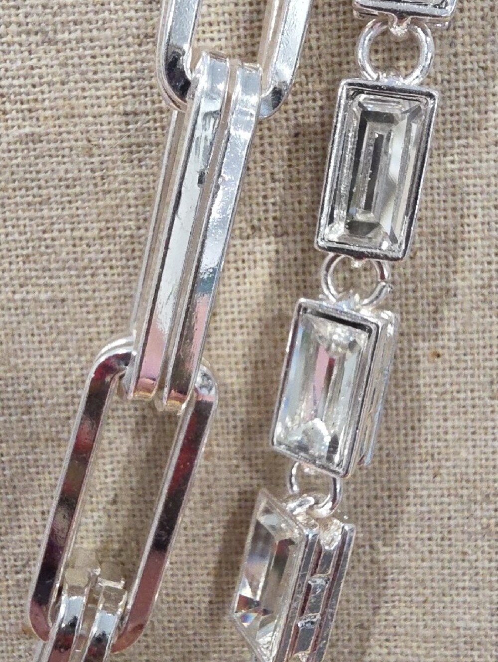 Silver Multi-Link Baguette Chain Necklace Park Lane - Picture 3 of 3